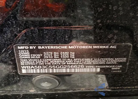 2016 BMW 535 Xi z USA, uszkodzony, nr VIN WBA5B3C55GG256626